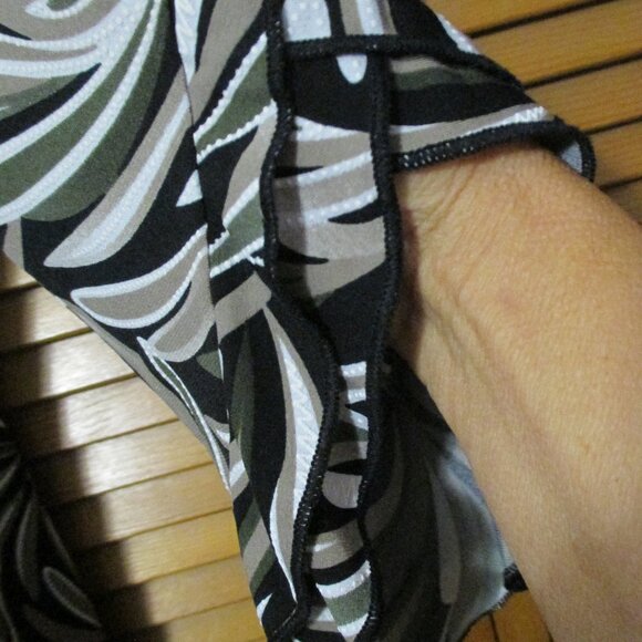 Sami & Jo top wash & wear stretchy black tans olive green cute 3/4 sleeve sz XL - Picture 7 of 9